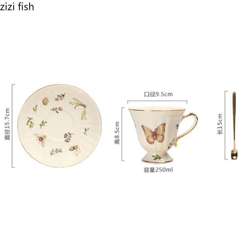 Rural Style Ceramics Coffee Cup and Saucer Afternoon Tea Mug Flower Tea Cup Water Cups Coffee Mug Breakfast Cup Milk Mugs