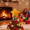 Plush Star Tree Topper Plush Five-pointed Star Christmas Tree Topper Metal Frame Secure Base Traditional Holiday Decor