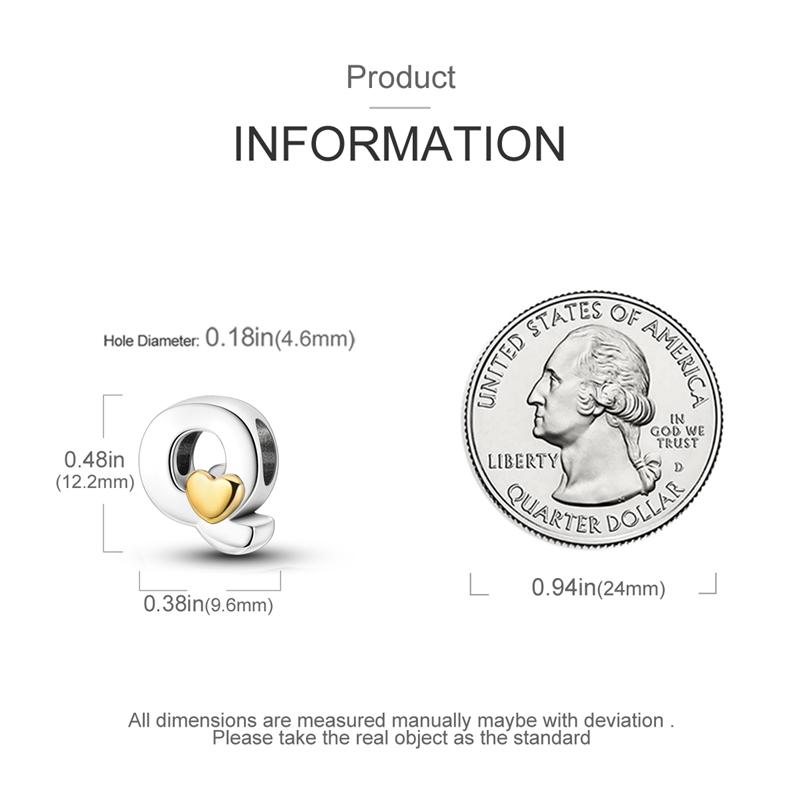 Шармы Оригинальные Сердце Серия Английский Алфавит Бусина Подходит для Браслетов Ожерелье Женский Шарм Медь Роскошь Сделай Сам Ювелирные Изделия Подарки