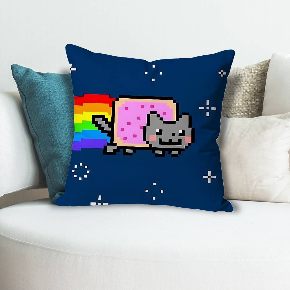 Cute NNyan Cat Anime Celebrity Merchandise AllMatch Printed Pillow Case Sofa Car Office Room Decoration Protector