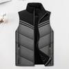 Мужской хлопковый жилет с воротником-стойкой, без рукавов, застежкой-молнией и карманами, цветной полосатый дизайн, толстый теплоизоляционный жилет