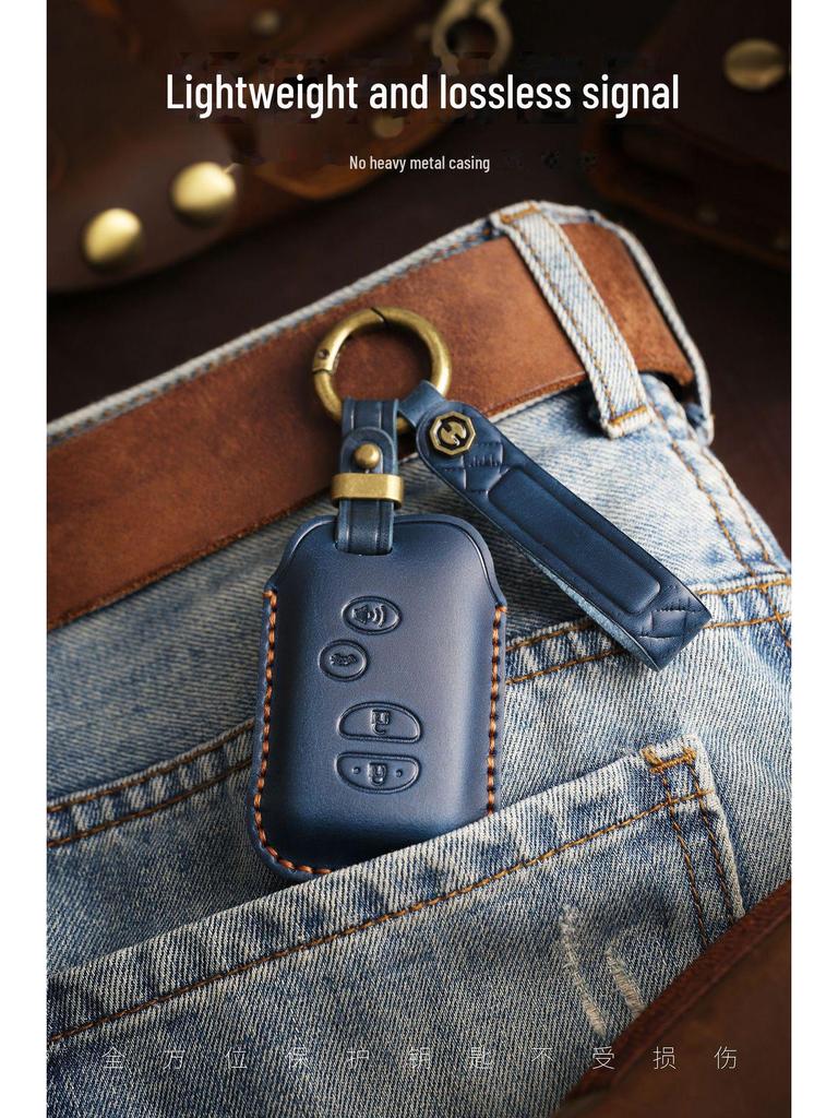 Retro Leather Key Cover for Toyota Prado and Camry