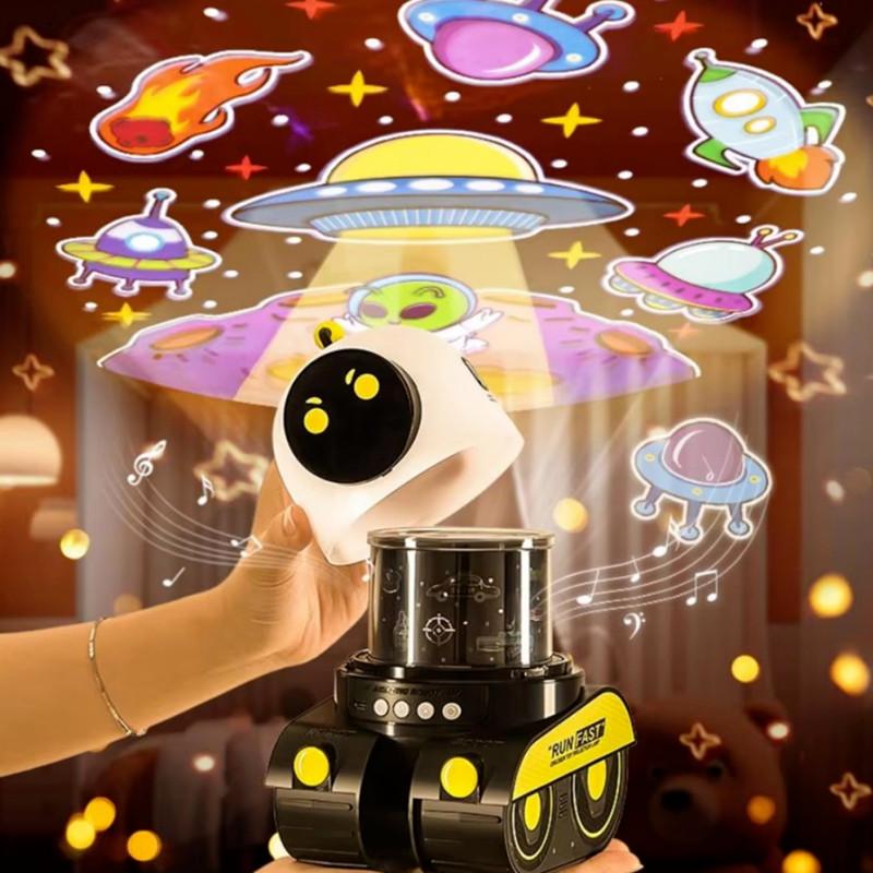 Creative Bluetooth Starry Sky Projection Light Robot With Music Function For Kids