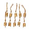 10 Pcs Rustic Gold Floral Cutout Bells with Rope, Handmade Vintage Wind Chimes for Porch, Farmhouse Christmas Tree Ornaments, Boho DIY Craft Supplies