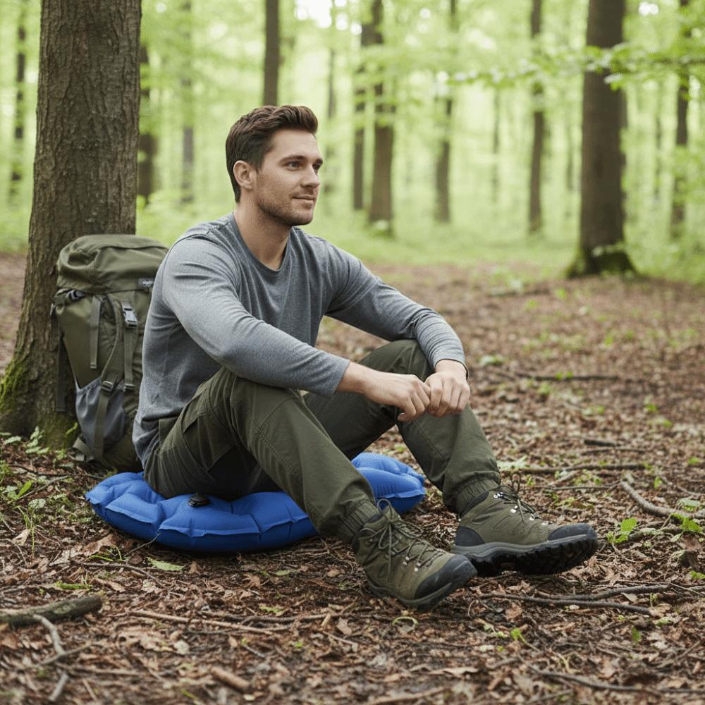 Foldable Inflatable Seat Cushion Waterproof Camping Chair Pad Travel Chair Cushion Camping