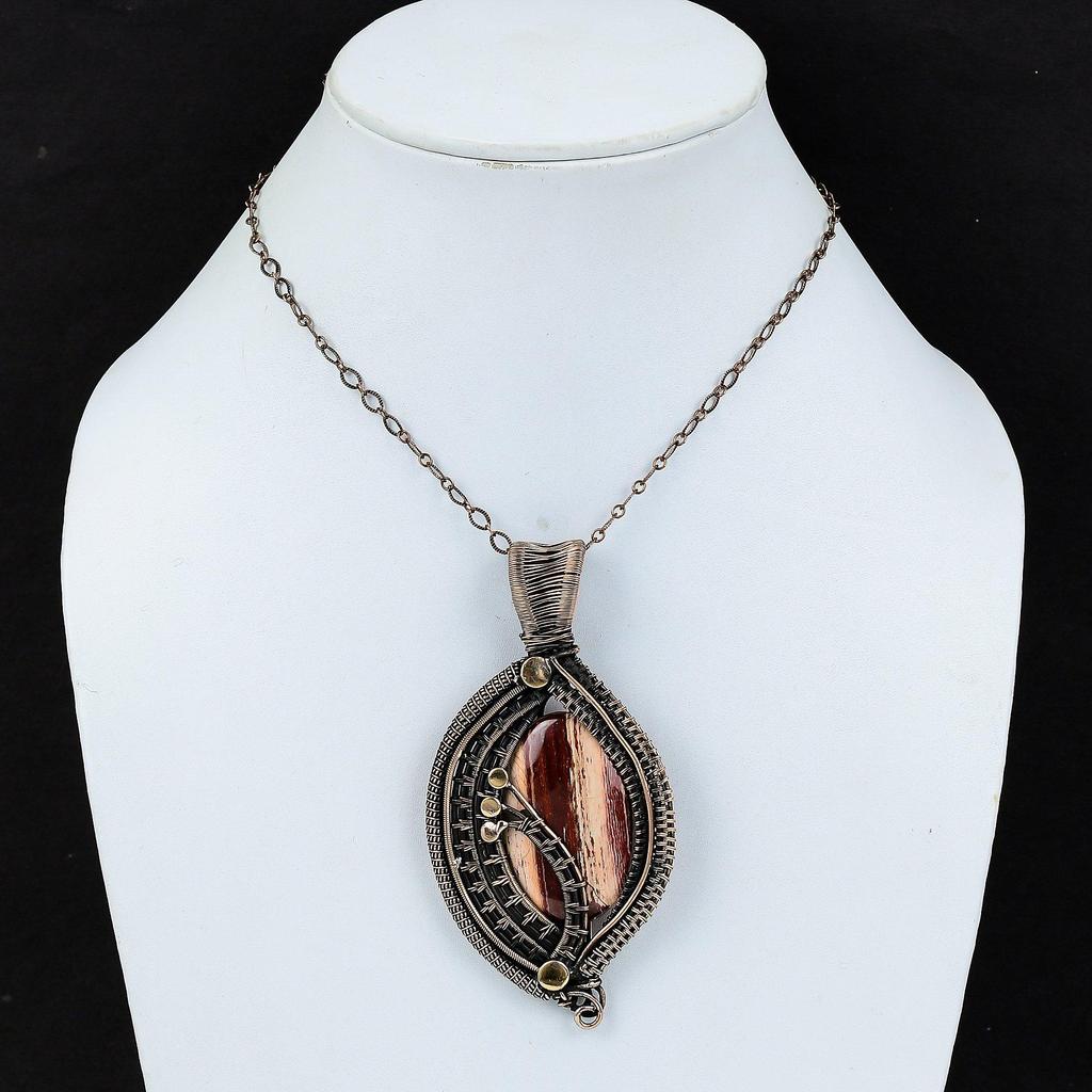 Red Snakeskin Jasper Pendant Copper Wire Wrapped Pendant Gemstone Pendant Copper Jewelry For Gift Amazing Pendant Handmade Wire Wrap Jewelry