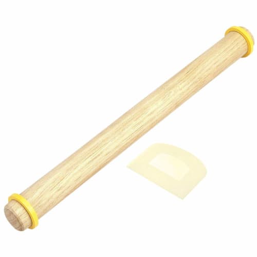 Kai Corporation KAI Scraper, Embossed White, and Rolling Pin Set with Ring, DL6288, Made in Japan, DL6311