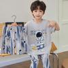 Boys Cotton Pajama Set 3-Piece Short Sleeve Sleepwear Kids Teens Cartoon Print Breathable Home Wear