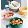 Керамическая салатница с ручкой, однотонная, очаровательная, моющаяся, милая, для дома, завтрака, ужина, супа, фруктов, столовая посуда