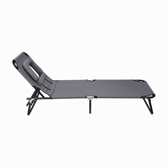 Foldable Camping Cot for Adults, Reclining Lounge Chair with Face Hole, 4 Height Adjustable, Removable Pillow