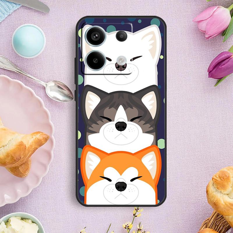 Animal Cute Dog Akita Phone Case For Redmi Note 13 9 10 11 12 Pro Plus 10S 11S 12S Redmi 12 9C 10C 12C 13C Cover