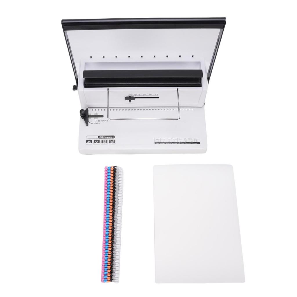 Spiral Binding Machine 20 Sheets Punching 140 Sheet Binding 34 Square Holes Coil Binding Machine with 12Pcs 12mm Coils