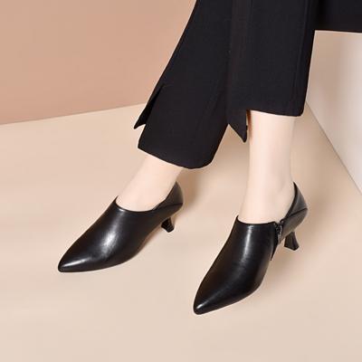 Женские туфли-лодочки на остром высоком каблуке, весенние, простые, с глубоким вырезом, туфли-стилеты, модная обувь, два способа носки, кожаные туфли