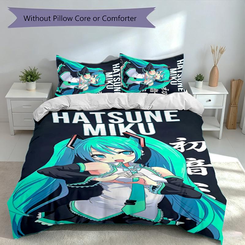 Набор из 3 предметов: пододеяльник Hatsune Miku и 2 наволочки, приятная для кожи и удобная ткань, подходящие комплекты постельного белья