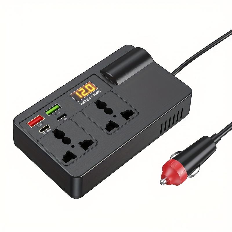 200W Car Power Inverter with 4 USB Ports 110V AC Car Plug Adapter Fast Charger 12V DC to AC Converter Type-C QC 3.0 Car Charger Adapter