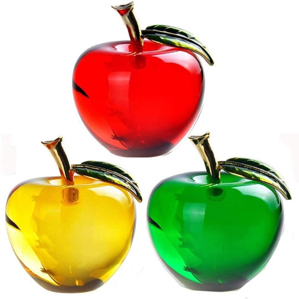 50/60mm 3D Glaze K9 Crystal Apple Crafts Figurine Glass Paperweight Christmas Gifts Home Desktop Decor CDN