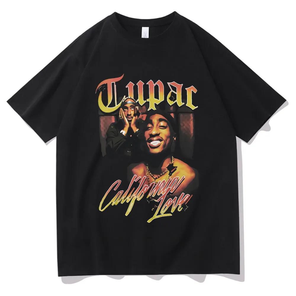 Rapper Tupac 2PAC Hip Hop T-shirts Graphic Print Y2K T Shirt Streetwear Tops Unisex Harajuku Casual Oversized Cotton Tees