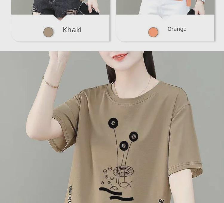 Женские футболки с короткими рукавами и асимметричным принтом 2025 года, лето