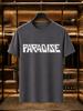 2026 New 100 Cotton Tshirt Paradise Bold Block Letter Print Tee Vintage Minimalist Streetwear Casual Short Sleeve