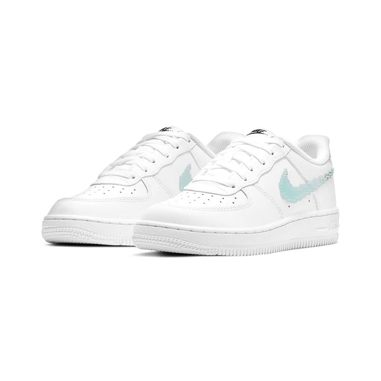 Nike Air Force 1 LV8 PS Digital Swoosh - White Kids Sneakers Black Multi-Color CW1584-100