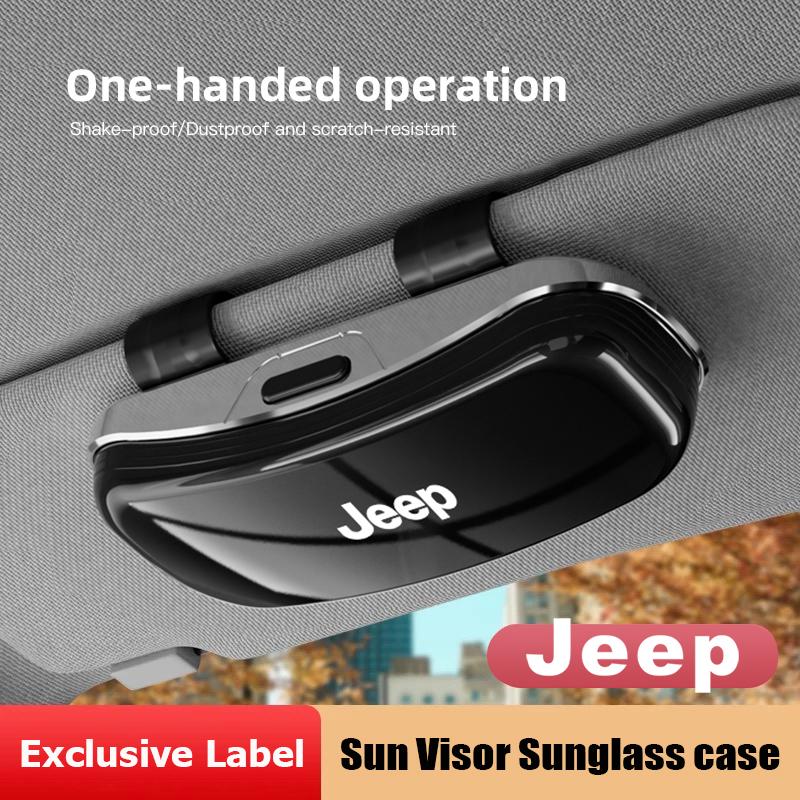 Portable Glasses Case Car Sun Visor Sunglasses Storage Box For Jeep Wrangler JK Gladiator Renegade Grand Cherokee Avenger Decal AJX1