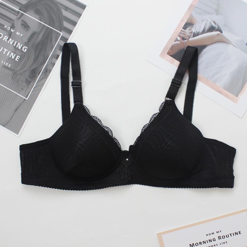Medium and Elderly Underwear Thin Bra Lace Bra Breathable Bra Gathered Bra No Steel Ring Bra