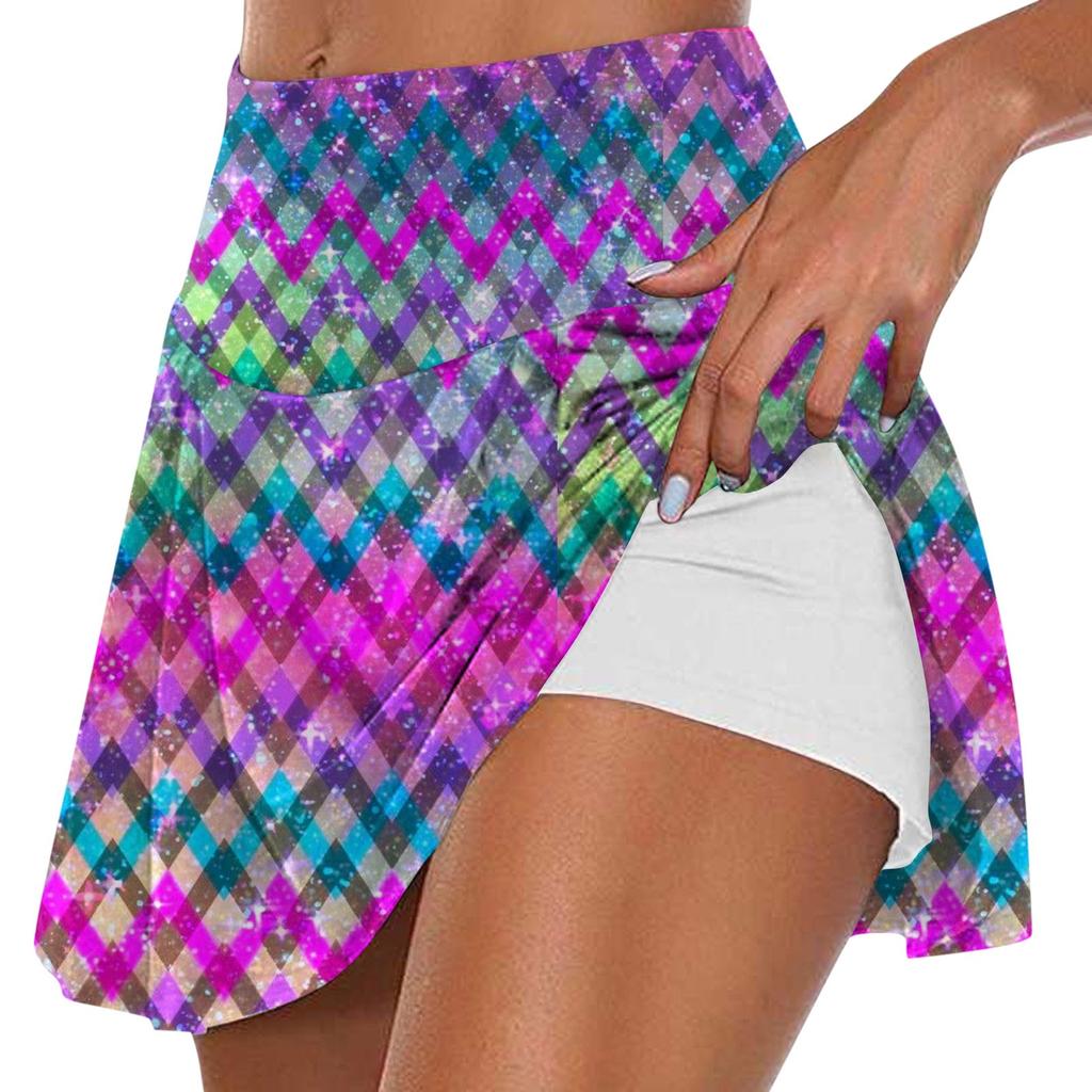 Женская мода с принтом на День Святого Валентина, повседневная спортивная фитнес-беговая йога, теннисная юбка, плиссированная короткая юбка, шорты, полуюбка