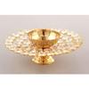 Diya Oil Lamp for Puja - Large Round Crystal Deepak for Home Office Pooja Articles Decor ( Large 6.25 X 2.25 Inch)