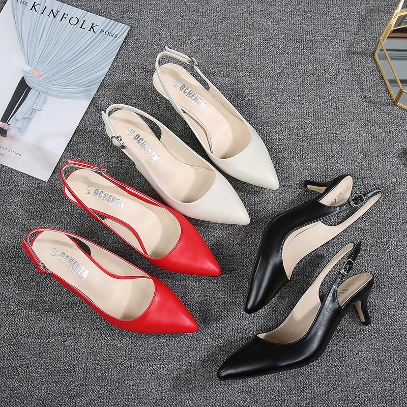 Pointed High Heels Sandals Women Shoes with Empty Buckle At The Back of The Toe Platform Sandals Large Size 45
