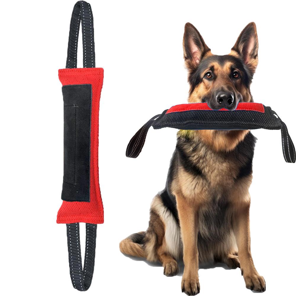 Dog training bite stick tear-resistant cloth spliced leather interactive tug-of-war pet toys outdoor dog training supplies