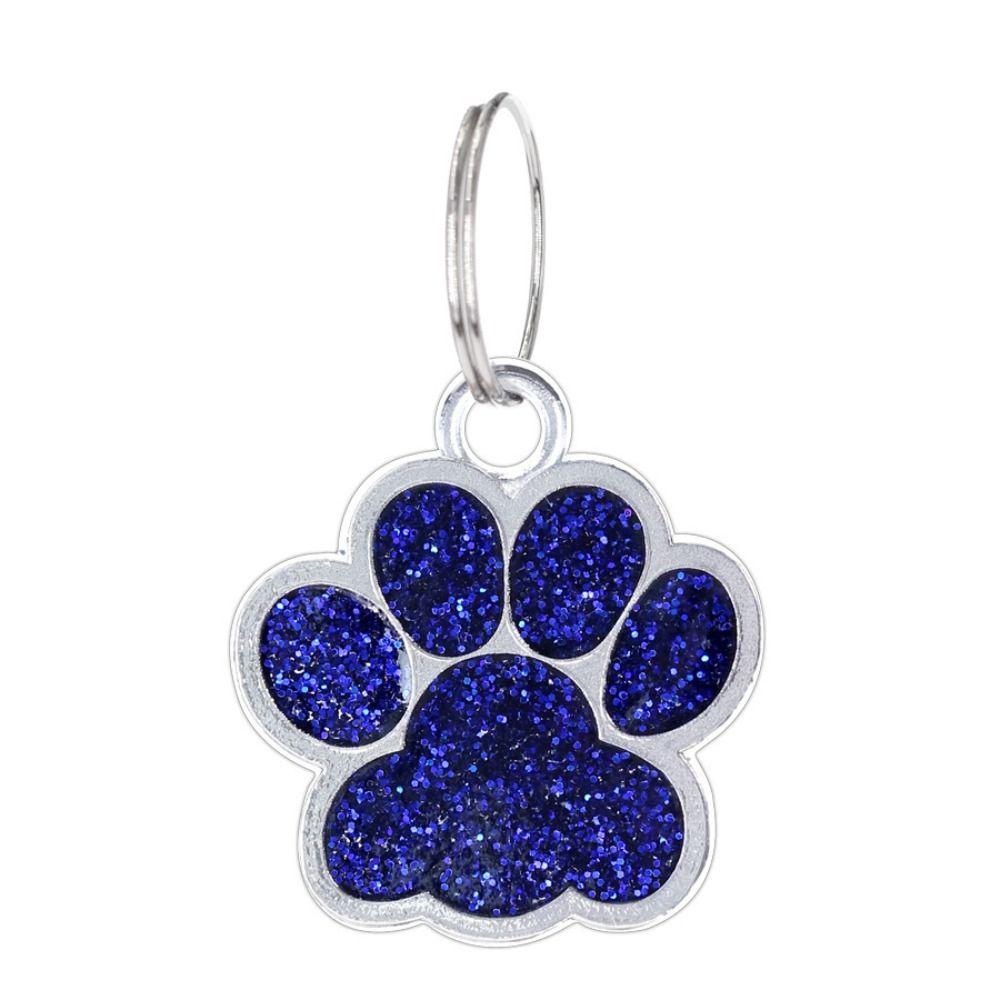 Cat Dog Paw Print Pet Glitter Pendant Anti-Lost Pet Collar Tag Pendant Dog Cat Tags Cats