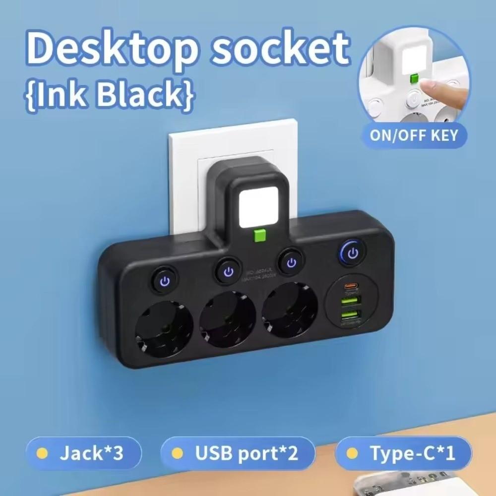 Type-C Ports Wall Power Socket 2/ 3 / 4 Plugs Power Strip Outlet Electrical Socket  Home Offices