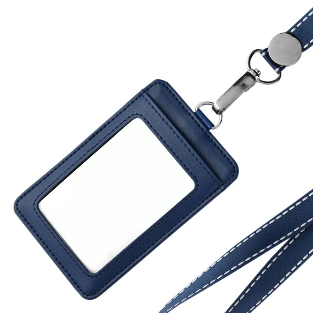Leather With Lanyard Three Card Position Card Badge Holder Key Chain Card Bag ID Lanyard Name Tag