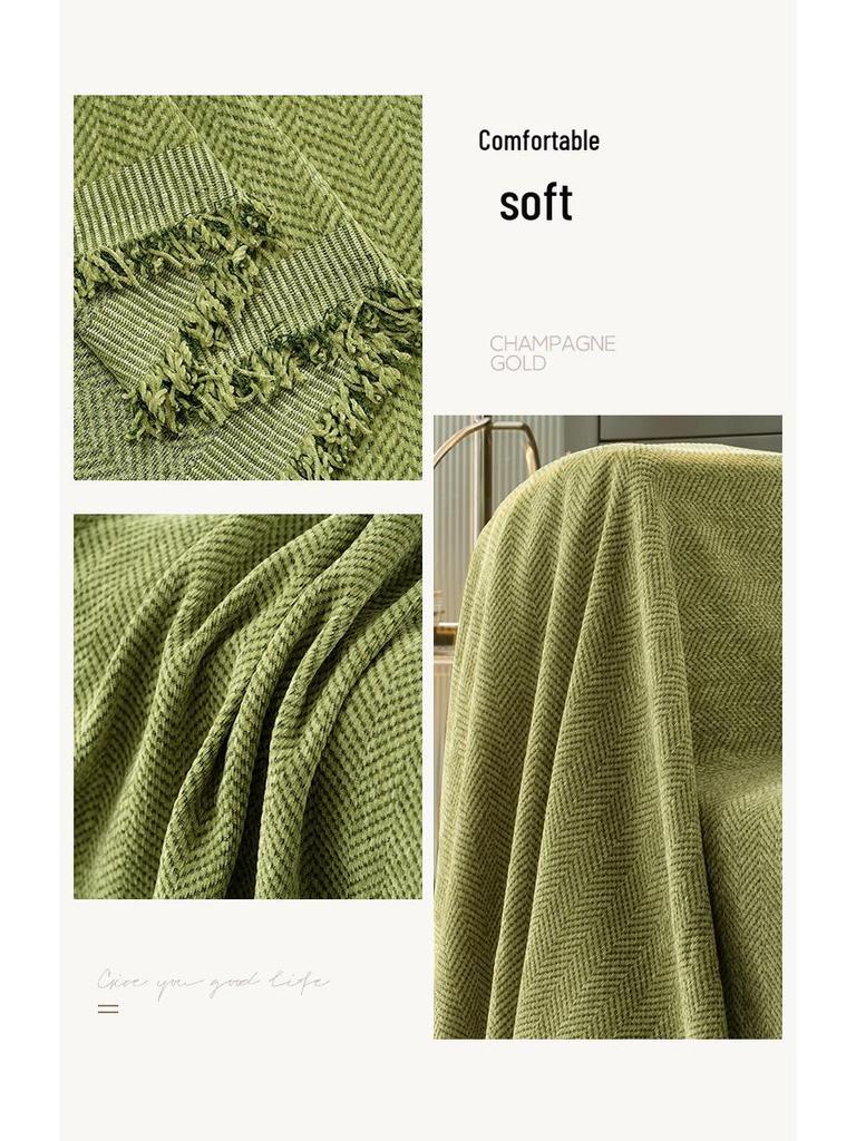 Современный минималистичный чехол на диван из шенилла в елочку, всесезонное нескользящее одеяло