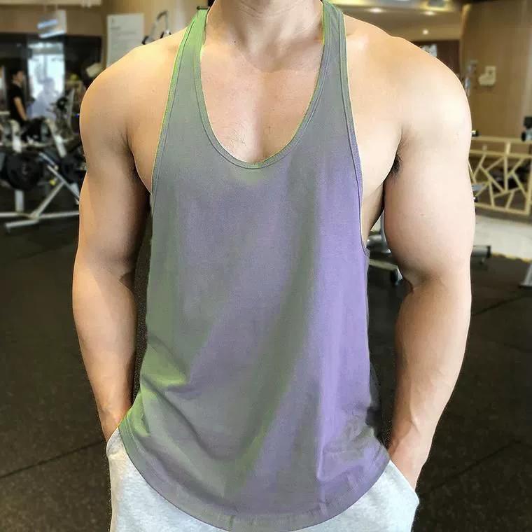 New Sports Vest Men'S Loose Summer Pure Cotton Fitness And Bodybuilding Quick Drying Sleeveless Shoulder White Base Shirt Sleeveless T-Shirt