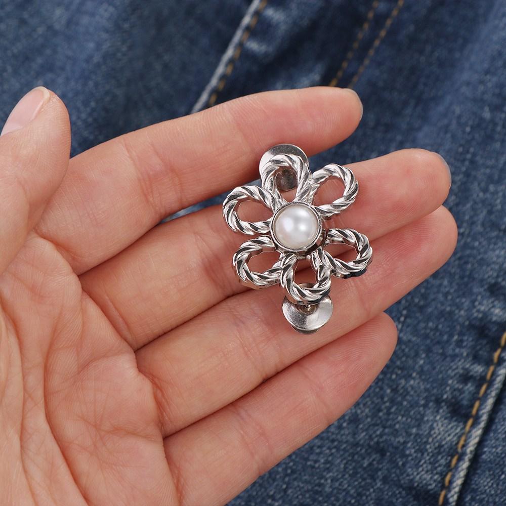 Button Clasps Flower Pants Button Tightener Zinc Zinc Alloy Jean Buttons for Loose Jeans Party