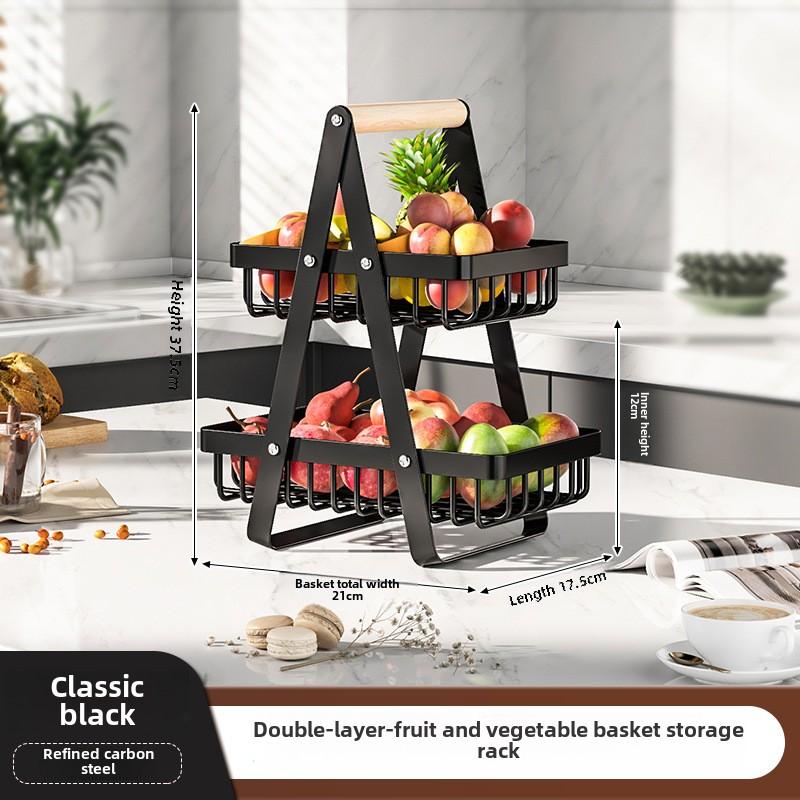 Modern Nordic Multi-Layer Detachable Fruit Vegetable Basket Storage Rack Kitchen Counter Organizer with Handle
