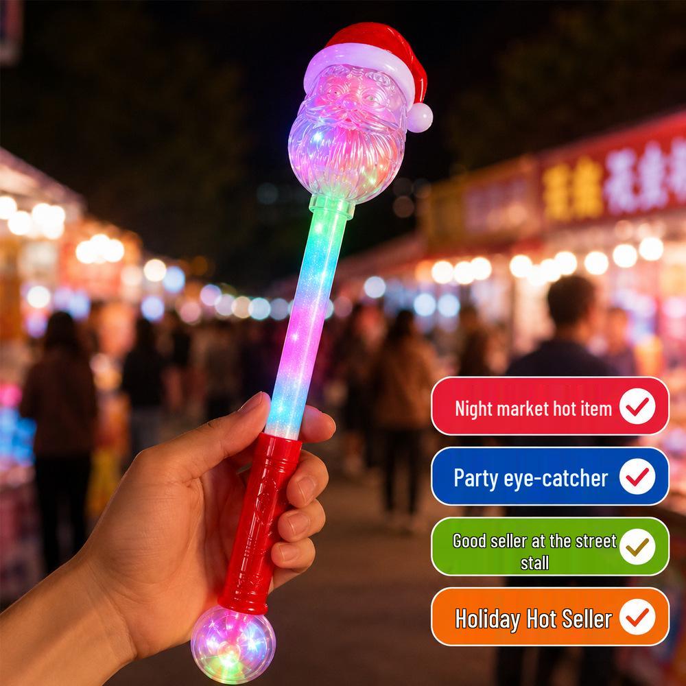 Семицветная мигающая ручная рождественская игрушка Деда Мороза