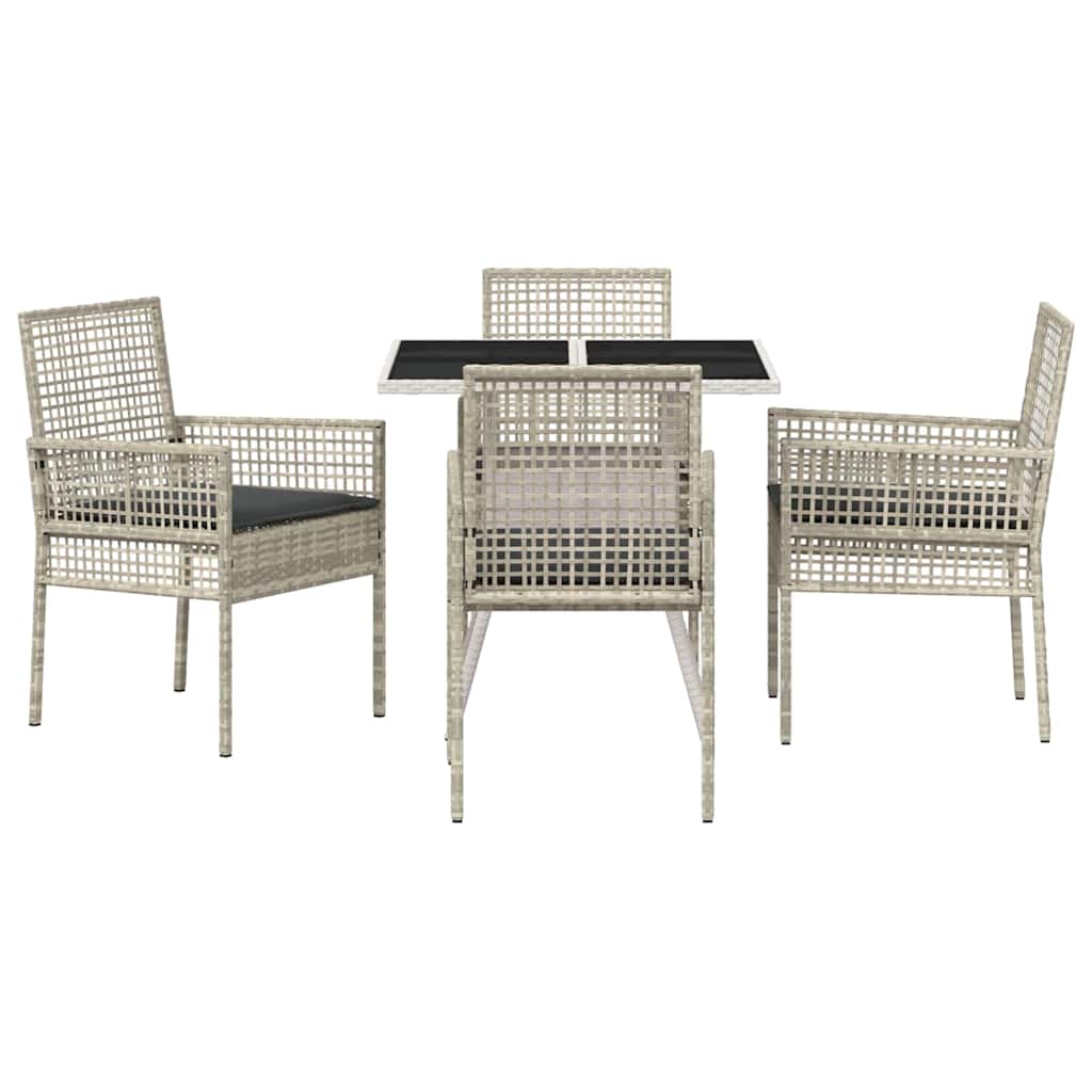Garden Dining Set 5 pcs Light Grey Poly Rattan