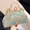 Floral Print Small Tote 2024 Designer Luxury Women Green Handbags Party Clutch Female Dinner Chain Shoulder Bags Messenger Bags