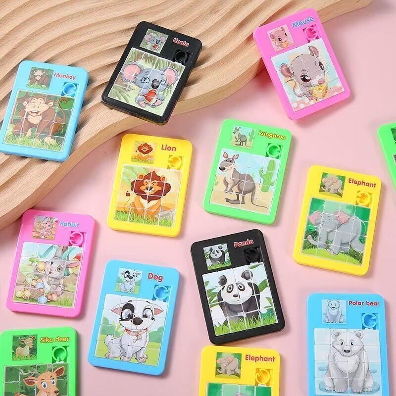 6PCS Animal Number Random Puzzle Plastic Slide Puzzle Logic Children's Early Education Puzzle Toy School Kindergarten Gift