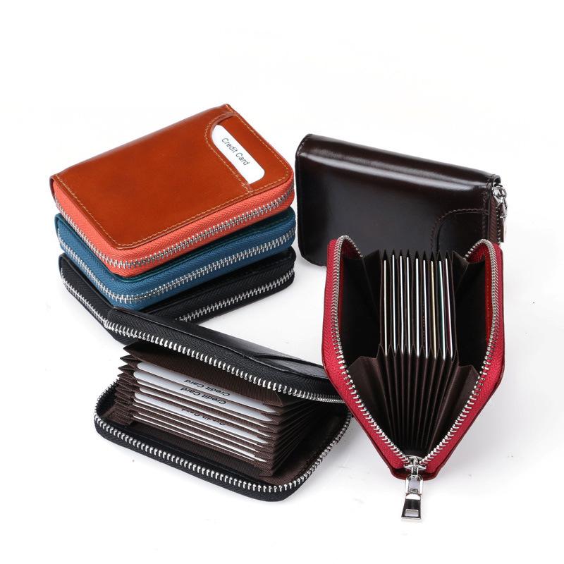 Мужская кожаная визитница Crazy Horse с антимагнитным зажимом для долларов