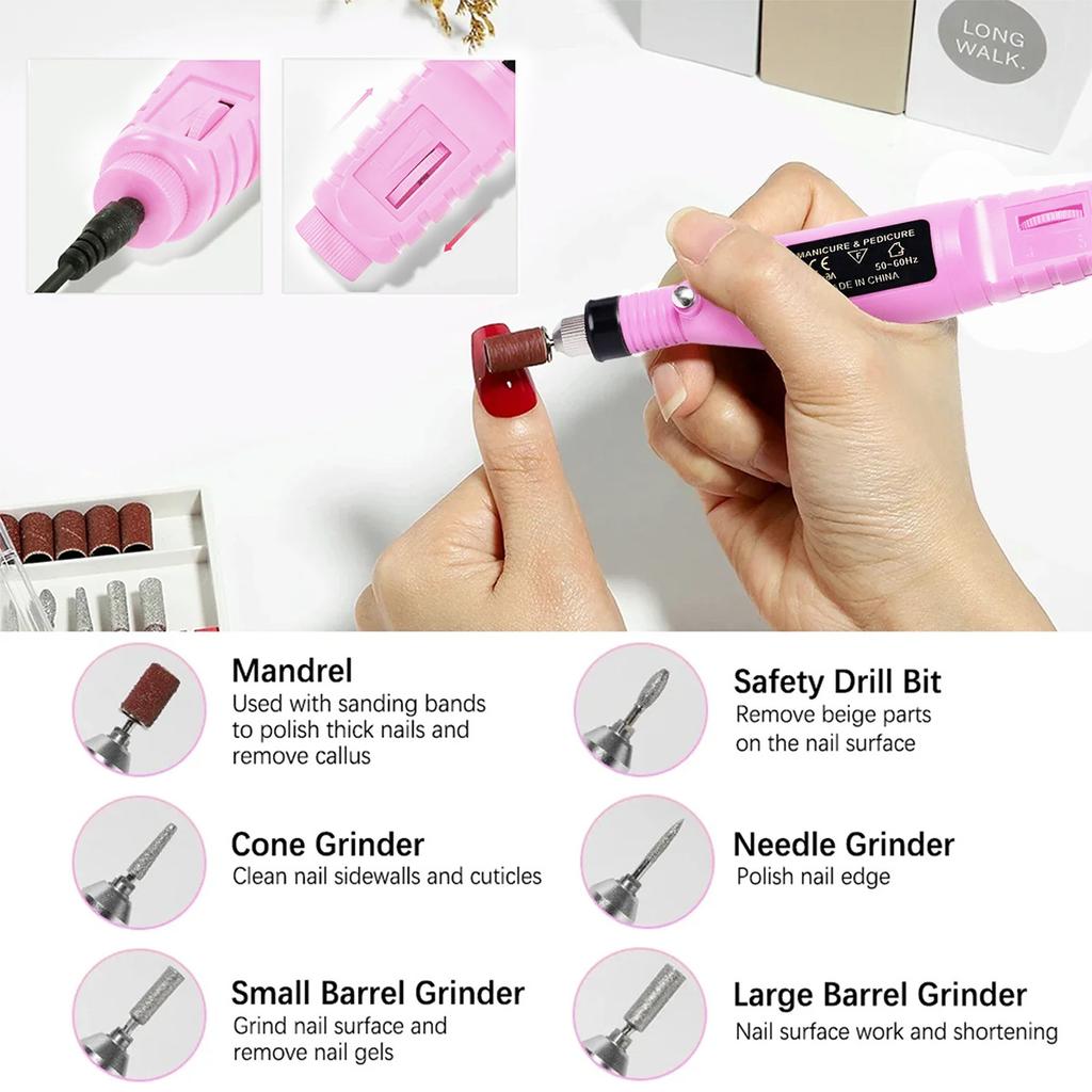 Nail Art Tool Kit Complete Set with Nail Lamp Glitter Diamond Decorations Nail Brush Buffer Drill File Manicure Tool for Beginners