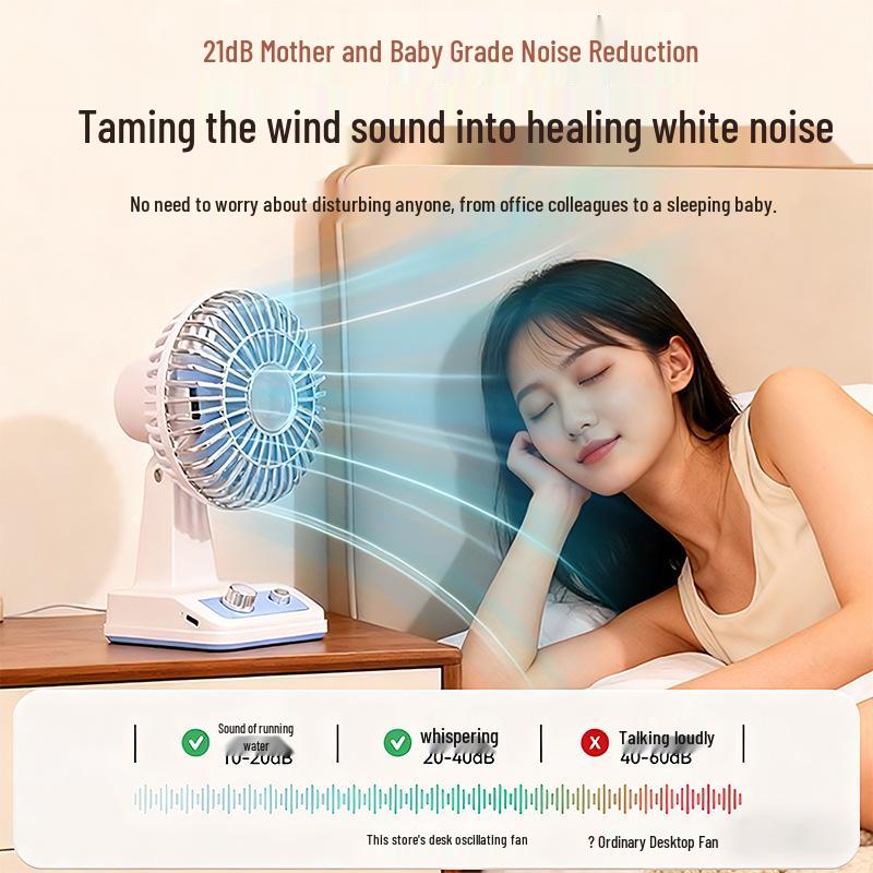 Retro Rechargeable Mini Desktop Fan: Three-Speed, Strong Wind, Long Battery Life, Silent Operation.