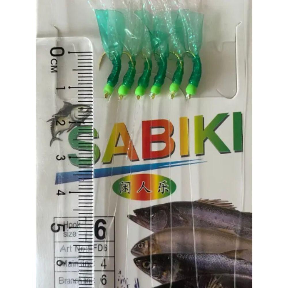 Lures Sabiki Sea Fishing Rigs Golden Golden Tied Hooks Green Rubber Lures  Sea Fishing