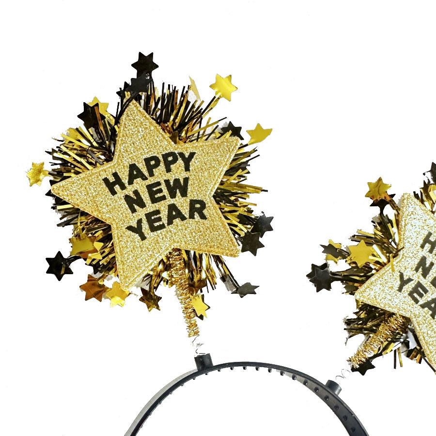 Праздничный ободок в виде пятиконечной звезды – красочный золотой и серебряный для рождественских и новогодних празднований