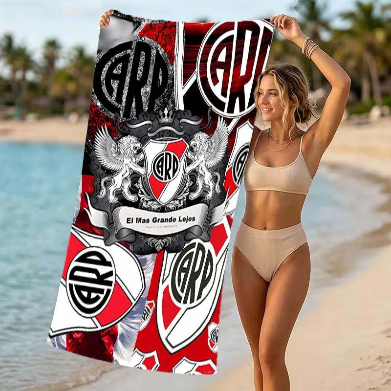 Beach Towel with Club Atlético River Plate Pattern - soft,absorbent,machine washable Lightweight&Modern,swimming,Travel Essentials