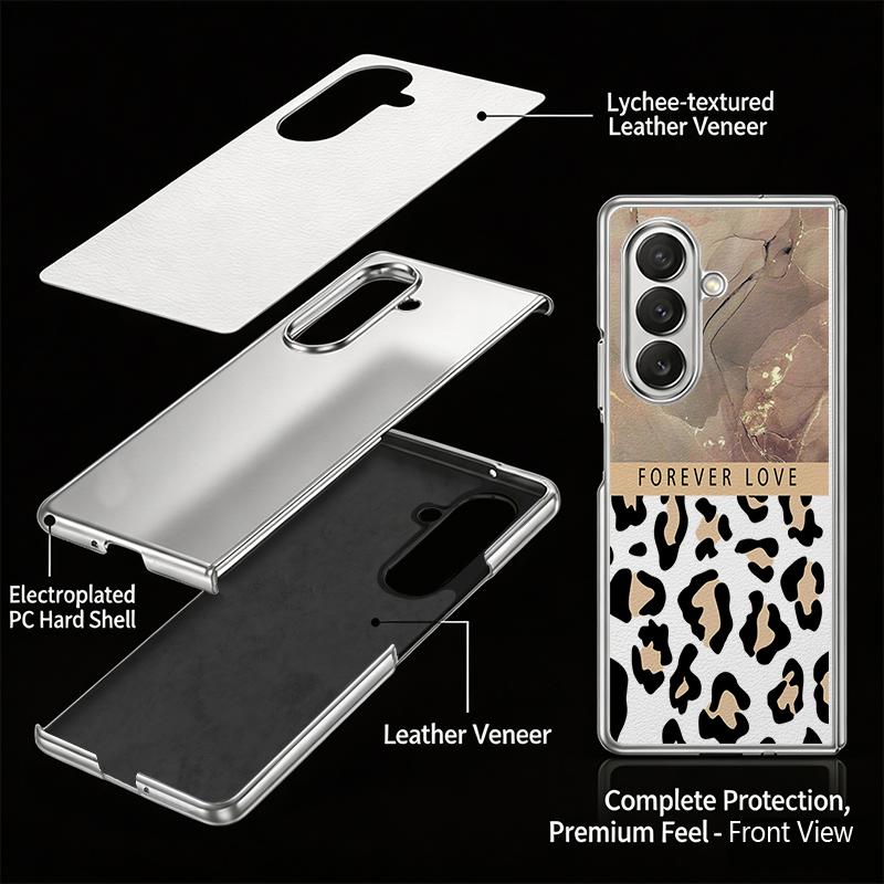 Чехол с леопардовым принтом для Samsung Z Fold 8 Ultra 7 6 5 Гибридный 3-в-1 Кожаная накладка с рамкой из пластика с покрытием Жесткая складная крышка для телефона для Galaxy Z Fold8 Fold7 Fold6