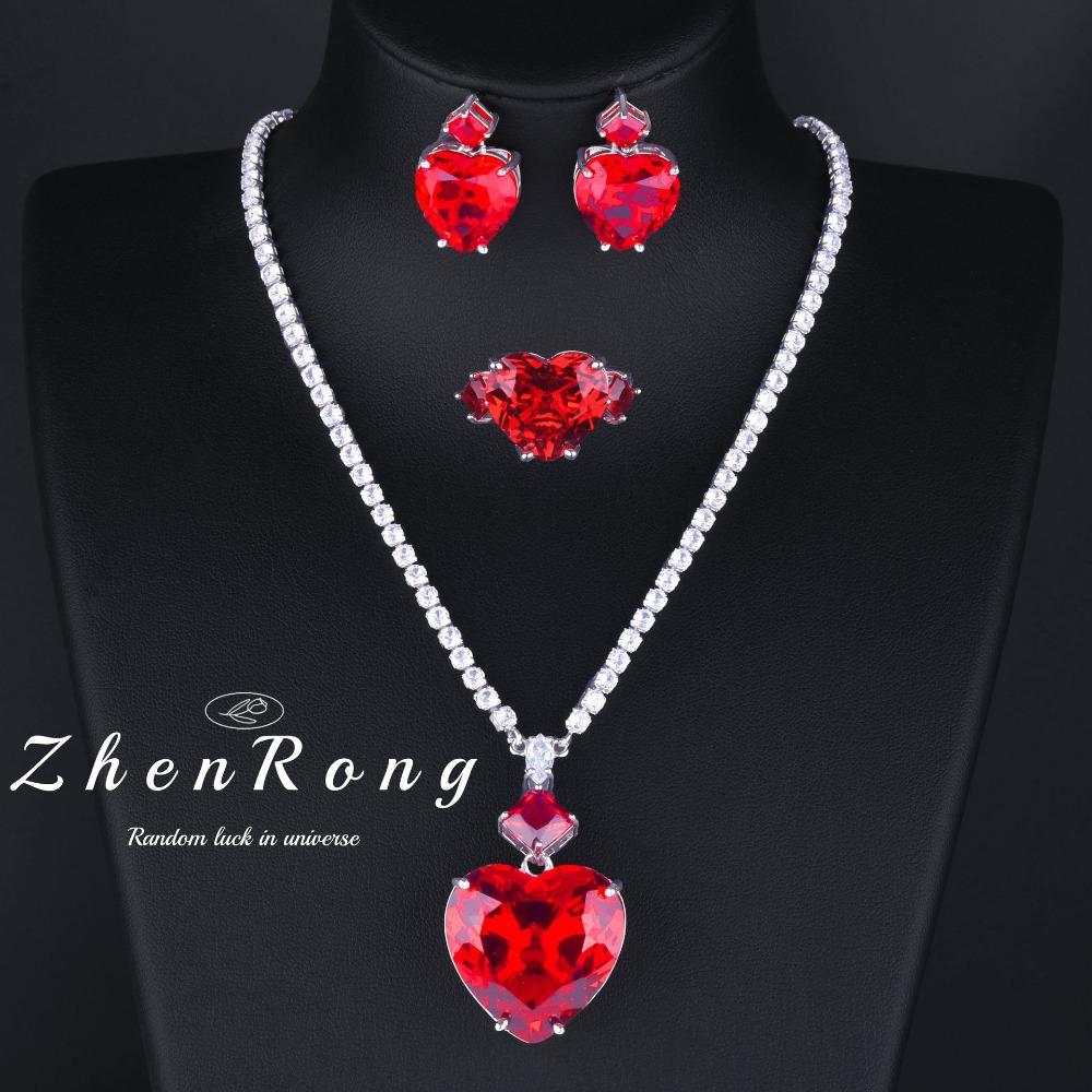 Elegant Blue Sapphire Jewelry Set Women Full Diamond Necklace Earrings Ring Bridal Wedding Party Evening Dress Luxury