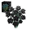 12PC Black Rose Building Block Plant Bouquet Simulated Roses Flowers Gothic Decoration Home Display Adult Holiday Gifts Toys